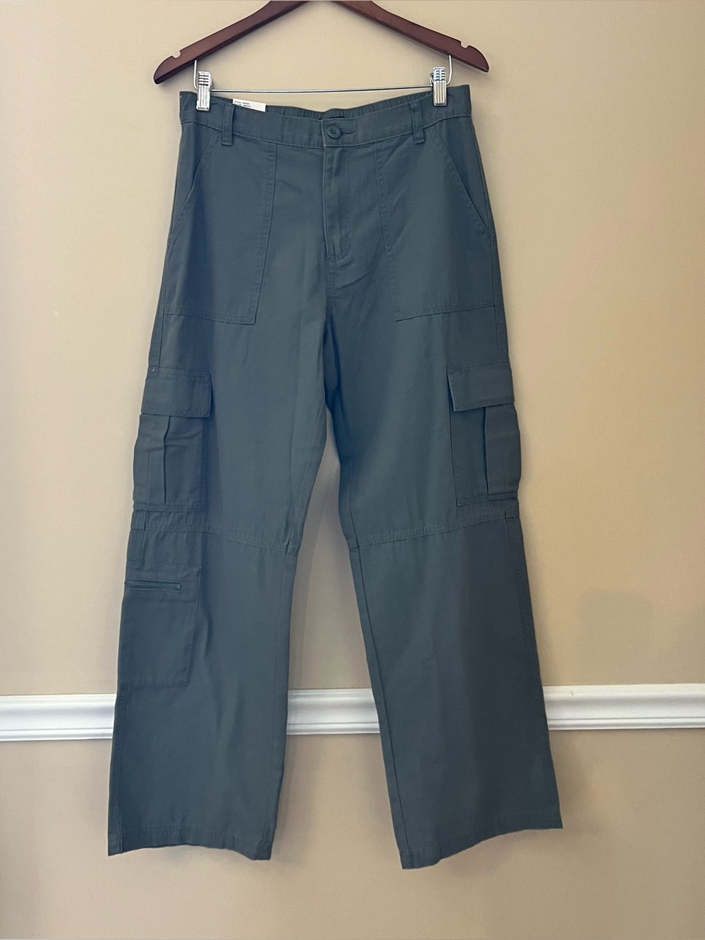 Aeropostale Women’s Utility Cargo Pant Y2K Mid Rise Relaxed Fit Green Size M